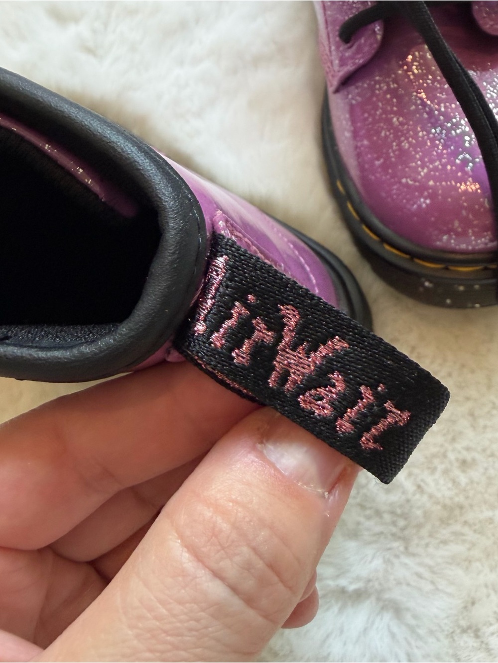 Dr. Martens | NWOT - 1460 Junior Glitter Lace Up Boots - Pink - Size 10 - Picture 5 of 9